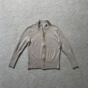 Taupe Zip-Up Cardigan